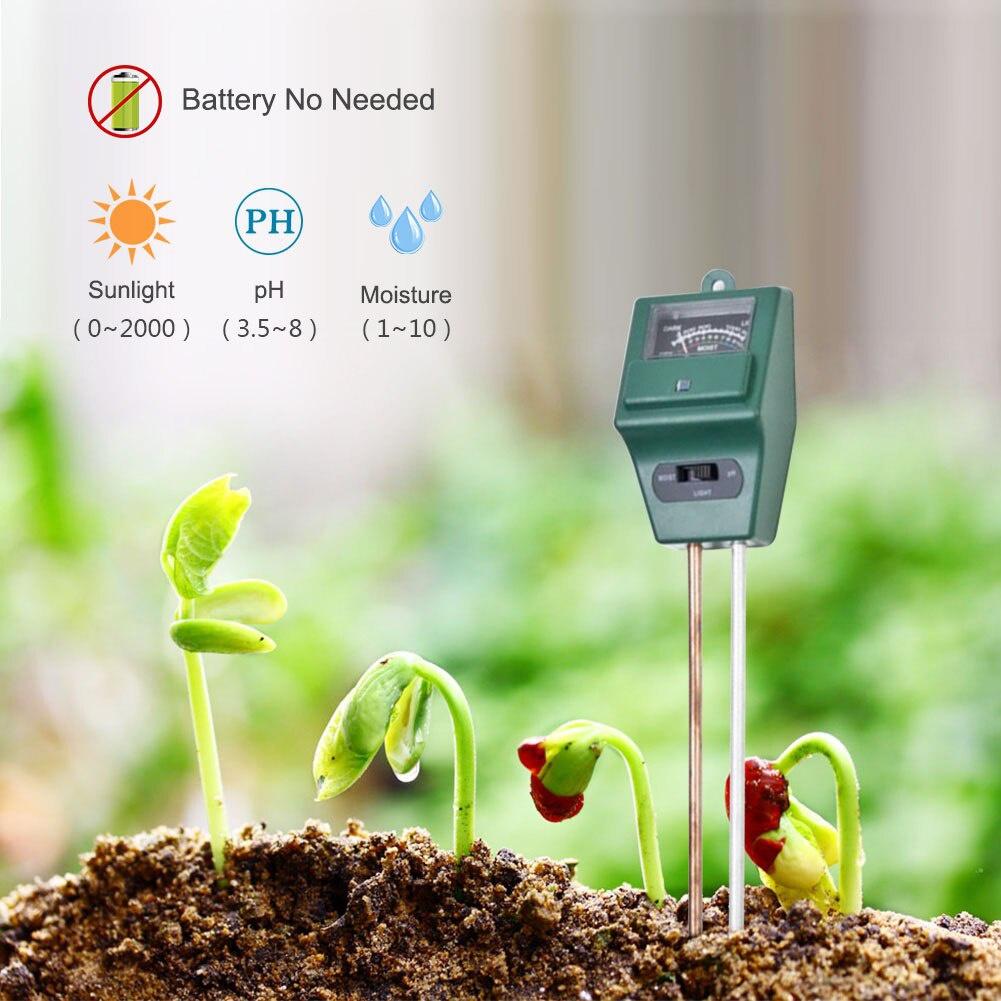 3 In 1 PH Tester Moisture Measuring Humidity Light Meter Hydroponics Analyzer Gardening Detector Hygrometer