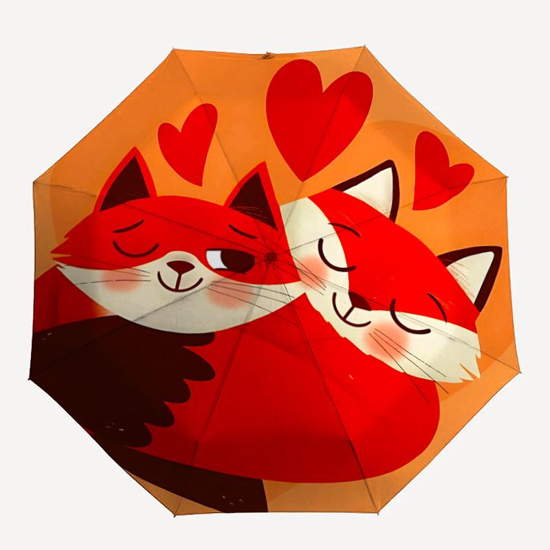 

1pc Foxes in Love Umbrella That Opens Closes Automatically Perfect Gift with a Convenient Folding Mechanism 56