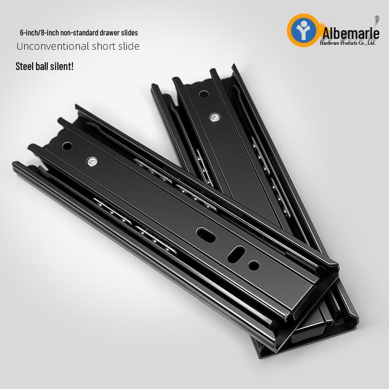

45mm Wide Short Drawer Slide, 6 & 8 Inch Guide Rail Cabinet Hardware Accessories 150MM