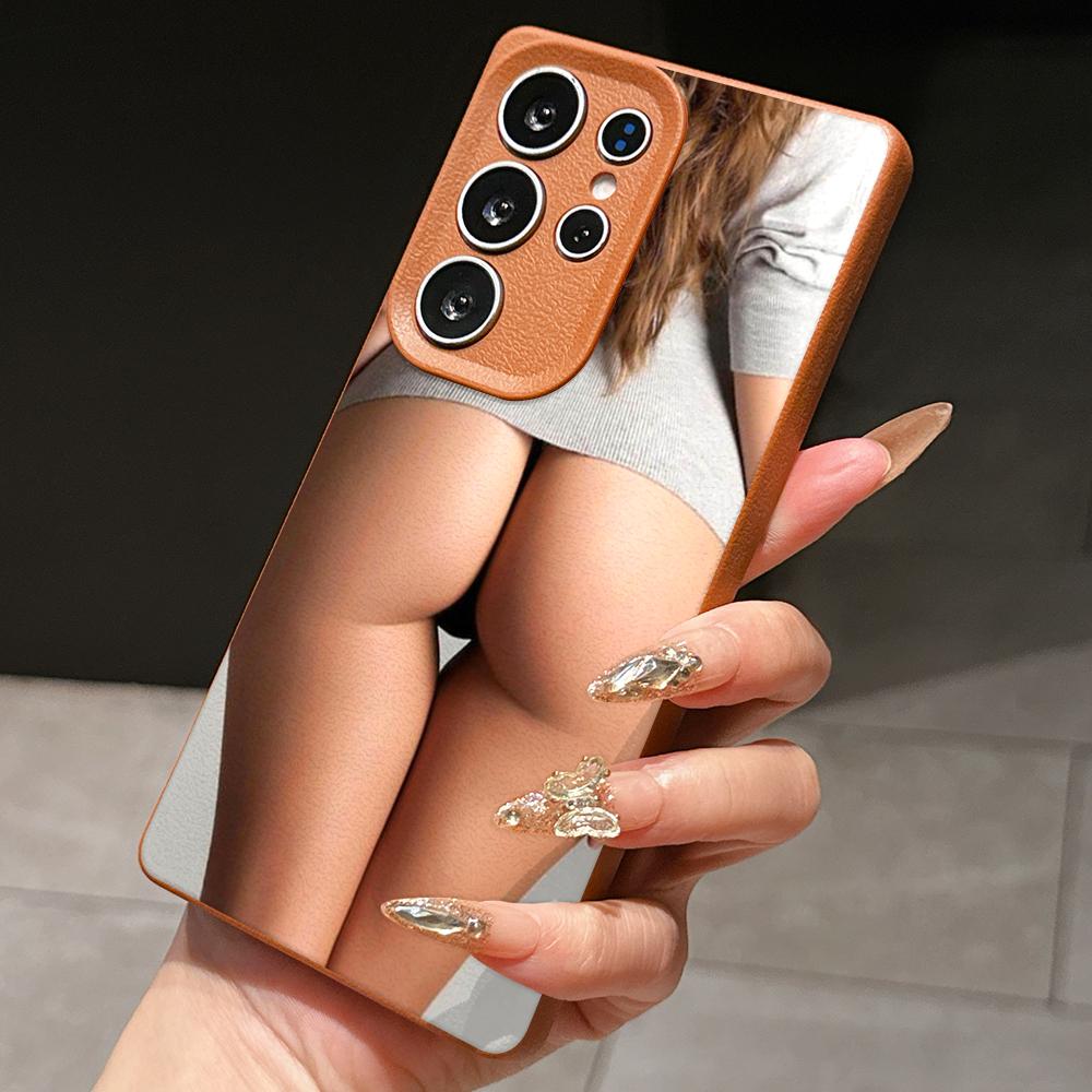 

Samsung A07 A16 A06 A05 Xiaomi Redmi 13C 14C для iPhone 17 16 Pro Max Infinix Realme Чехлы для телефонов Мягкий коричневый Кожаный узор TPU Чехол NY57 Дизайн для девочки for iPhone 7/8 коричневый