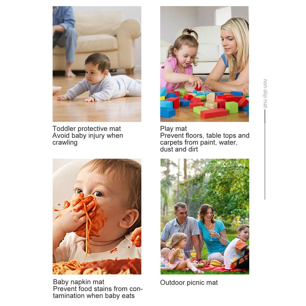 Baby Highchair Floor Mat Soft Cute Cartoon Animal Pattern Waterproof Food Spill Mess Mat for Home