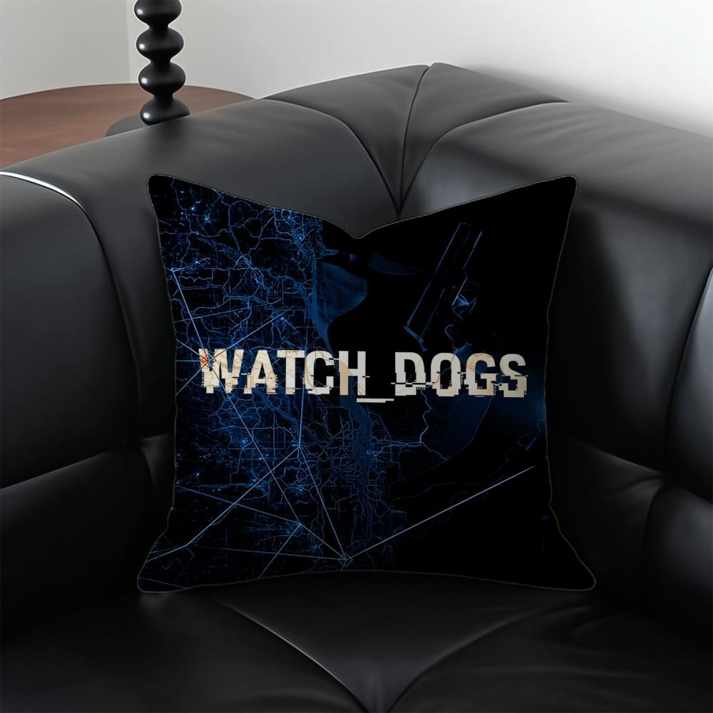 WWatch DDogs 2 Cushion Cover Pillow Case Antidustmite Invisible Zipper Silky Plush Cushion