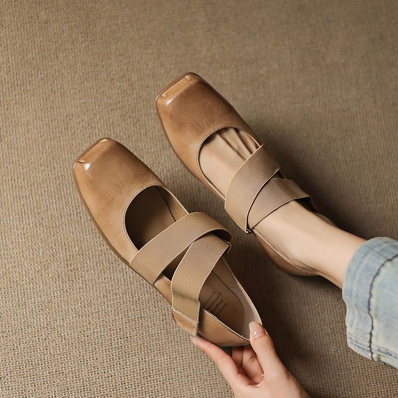 Fashion 2025 New Fashion Women Pumps Shoes Low-heel Retro Genuine Leather Party Mary Jane Autumn Square Toe Shoes Dress Heels Women