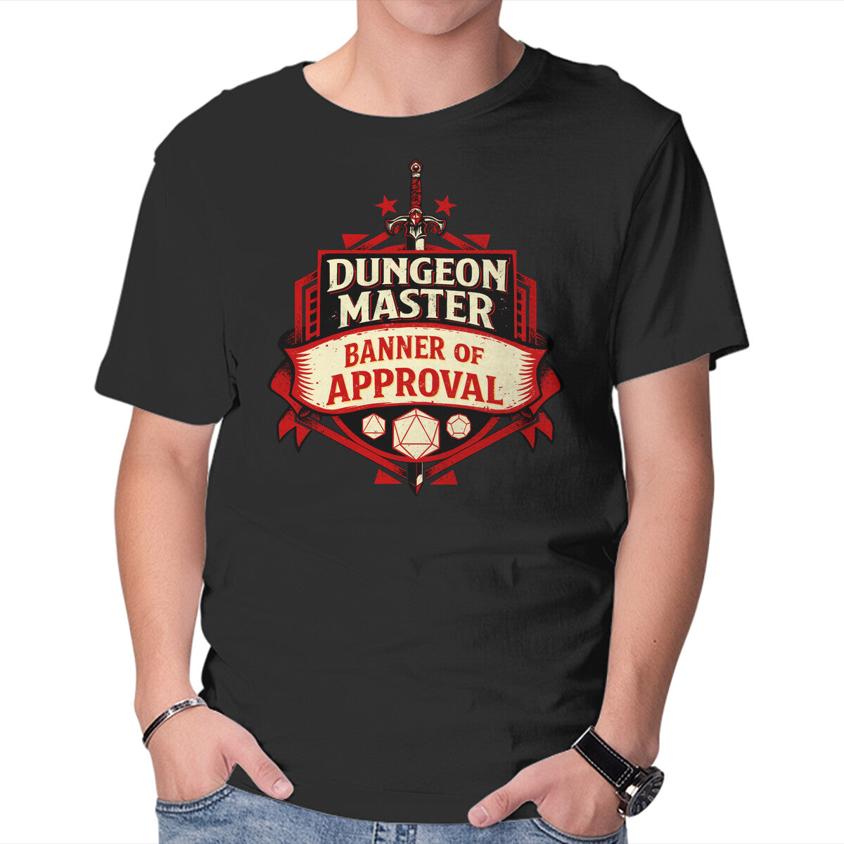 Unisex Crew Neck T-Shirt The Dungeon Master Approves Graphic Short Sleeve Casual Tee XXXL