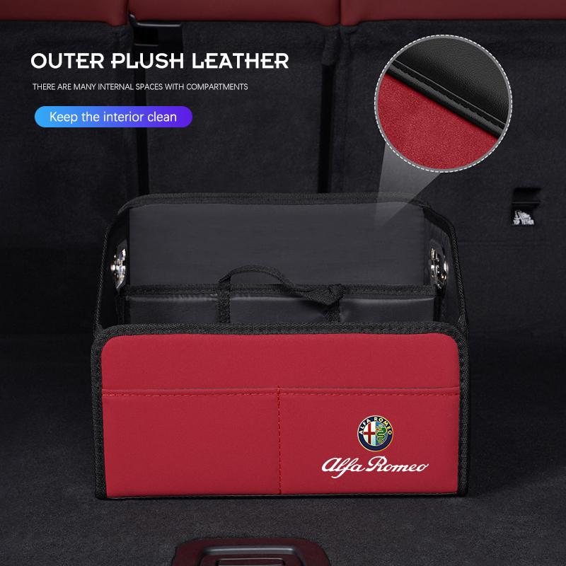 Leather Car Storage Box Trunk Folding Organized Case For Alfa Romeo Giulia Stelvio Giulietta 156 159 147 Mito Tonale Brera DiscoTM6 