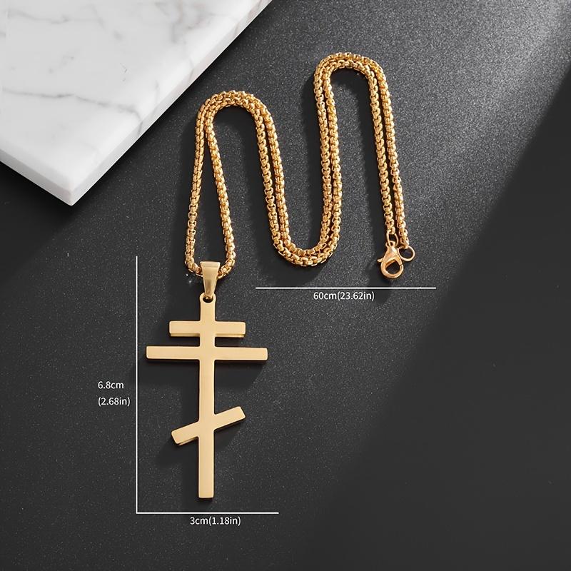 Juego de 3 colgantes de acero inoxidable con forma de cruz ortodoxa, collar de la Iglesia cristiana eterna Nica para hombres y mujeres, amuleto religioso de moda a juego