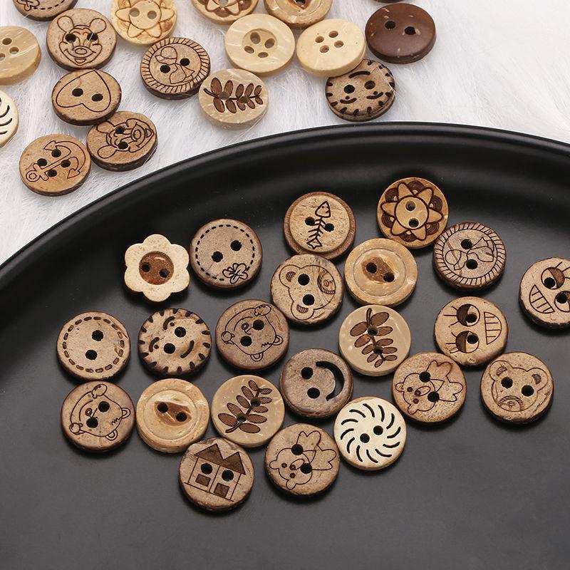100pcs/lot Wooden Buttons for Cloth Decorative Sewing for Craft Supplies Diy Manualidades Accessories