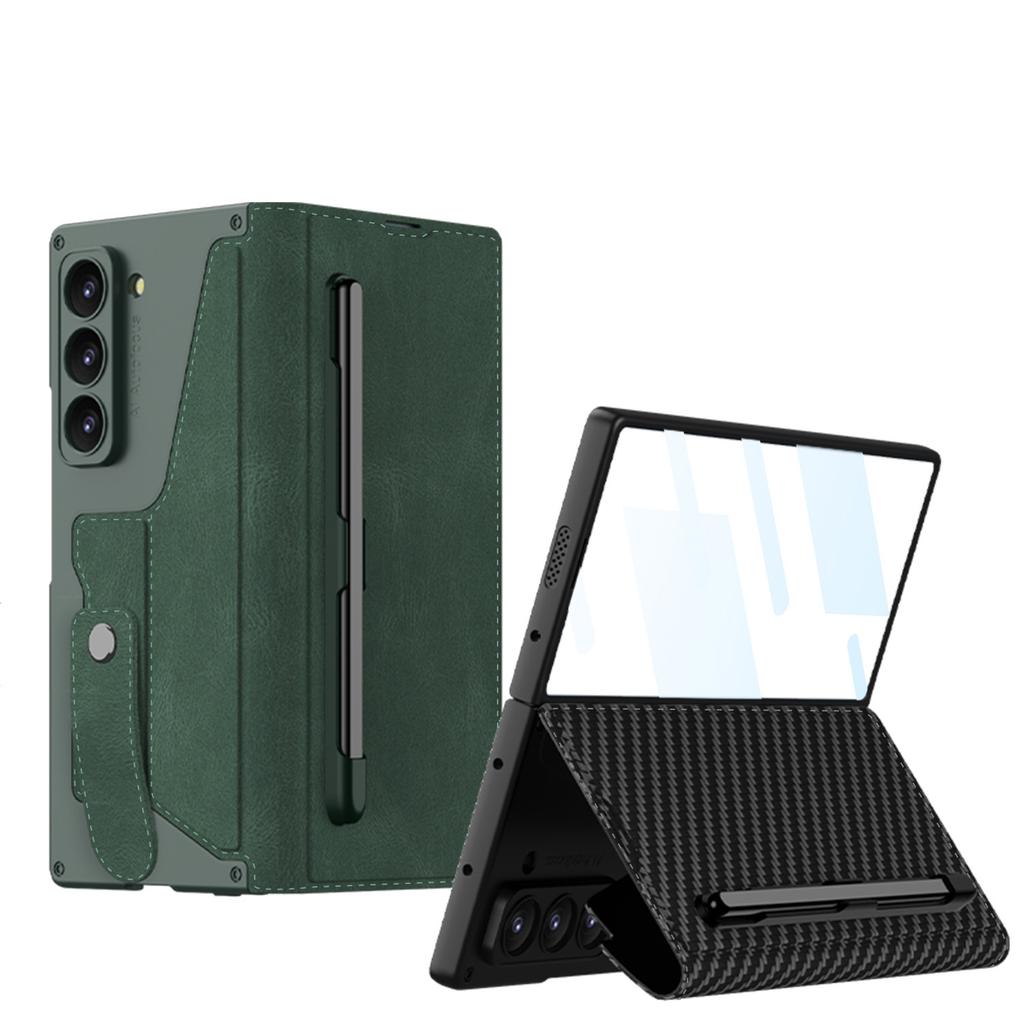 Samsung Fold6 Mobile Phone Case Flip Leather Case Card Bag Pen Slot Zfold7 Shell Film Integrated Anti Fall Protection Case