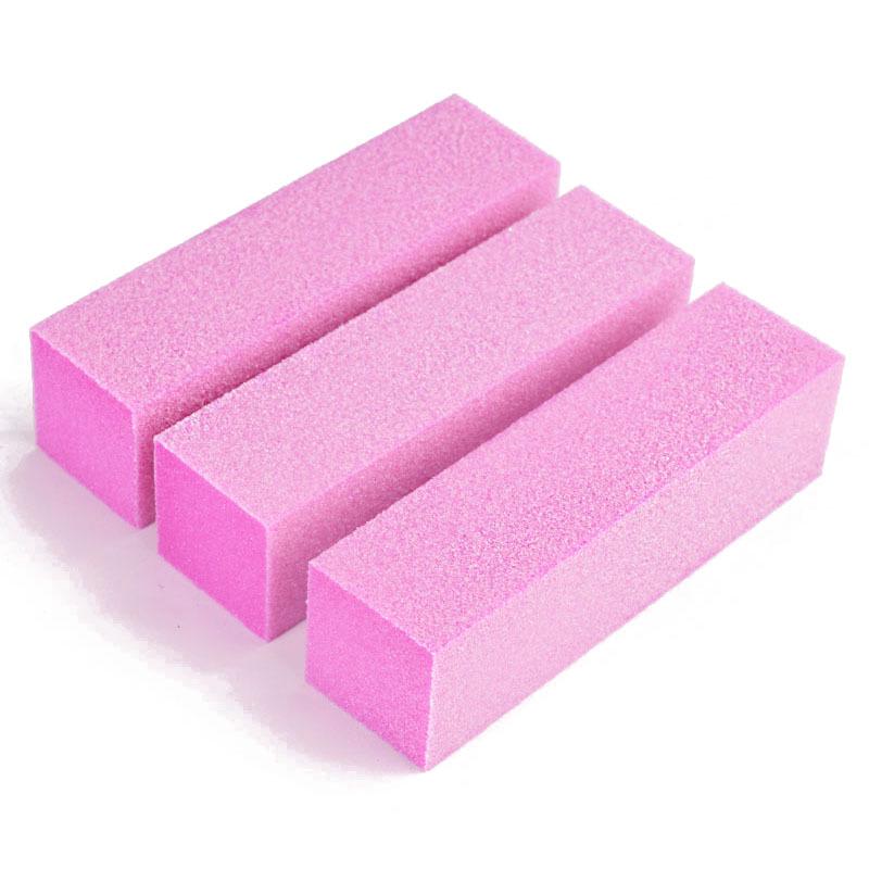 Pink Tofu Nail Buffer: Four-Sided High-Quality Sponge Block for Polishing, Buffing, and Filing.