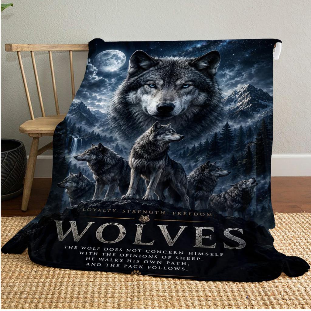 Wolf Plush Blanket Soft Comfortable All Seasons Perfect Sofa Office Naps Outdoor Travel Makes Great Gift