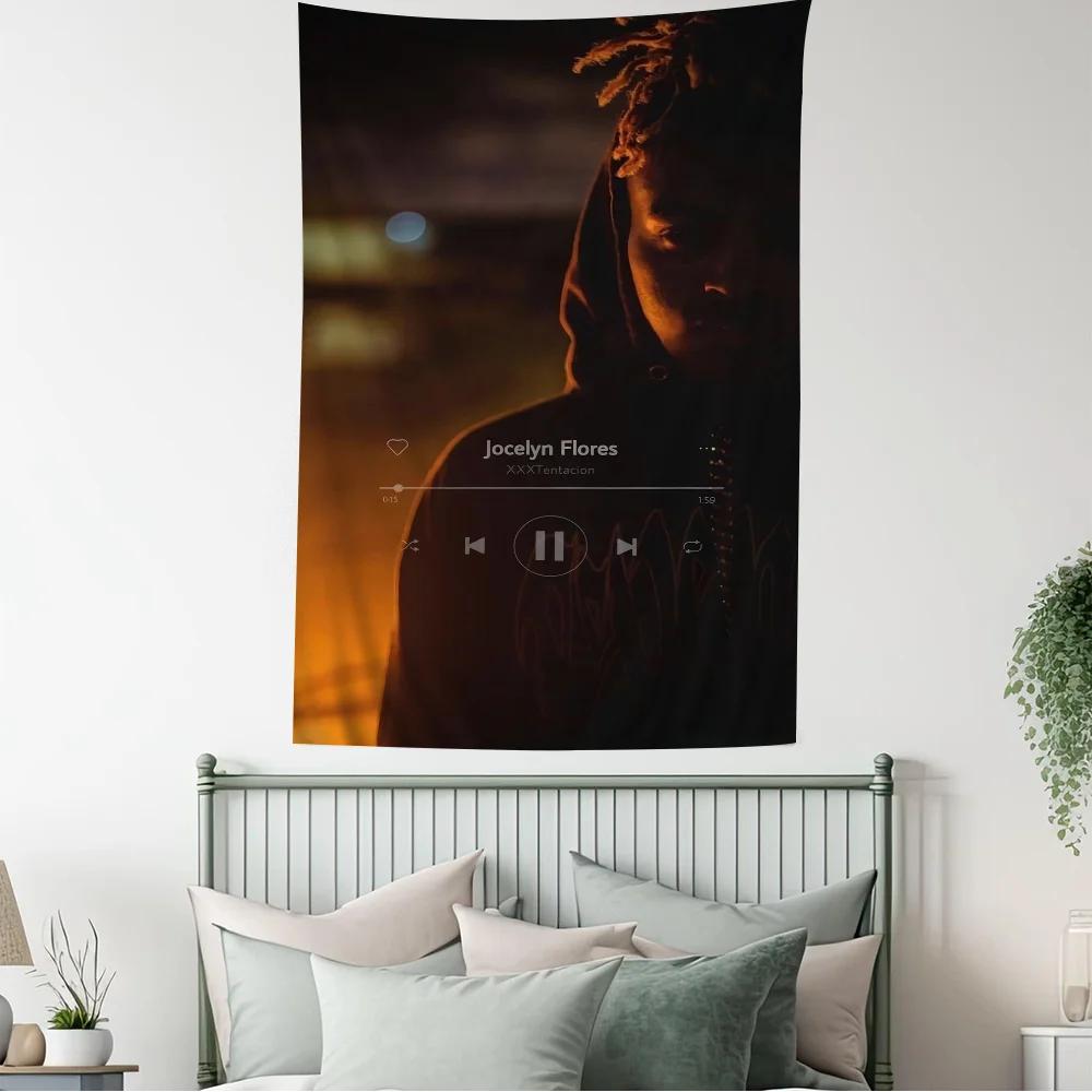 

XXXTentacion Monochrome Tapestry Black Side Profile Smoking Print HipHop Rapper Wall Hanging for Bedroom Music Fans Decor 74x94cm(29x37in)