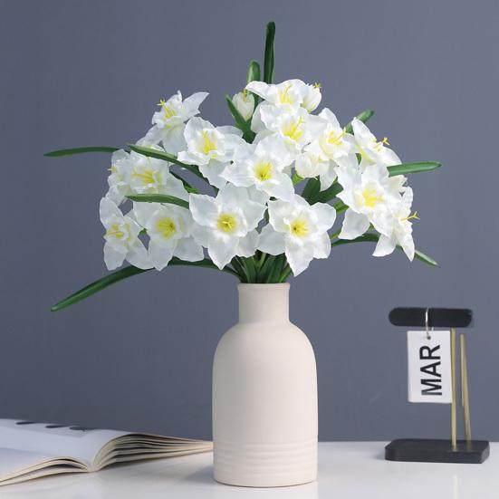 Sztuczne kwiaty żonkili 18 cali wiosenne sztuczne jedwabne kwiaty narcyza aranżacja bukiet fałszywych żonkili do dekoracji domu i wesela