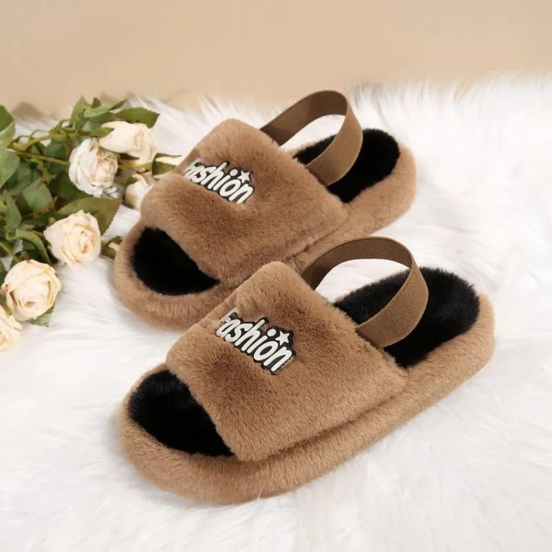 Warm Winter Slippers Fashion Women's Plush Thick-soled Flat Indoor Women's Slippers Non Slip Comfort Bedroom Slippers