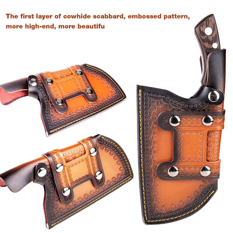 High-grade Chef Knife Sheath Cowhide Leather Knife Cover Cleaver Butcher Blade Guard Protect Case Steak/Boning Knife Pocket
