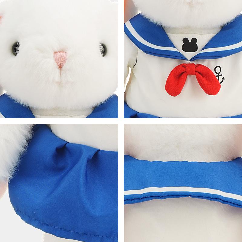 Navy Baby Rabbit Plush Toy with Long Ears - Cute Cartoon Comfort Doll for Kids