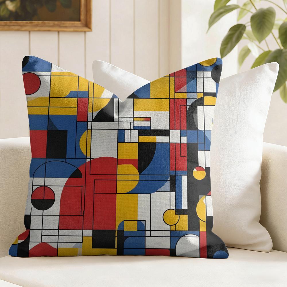 Abstract Painting Piet Art Cushion Cover Eco Linen Pillow Case DoubleSided Print Breathable Durable Zipper Home Decor Gift