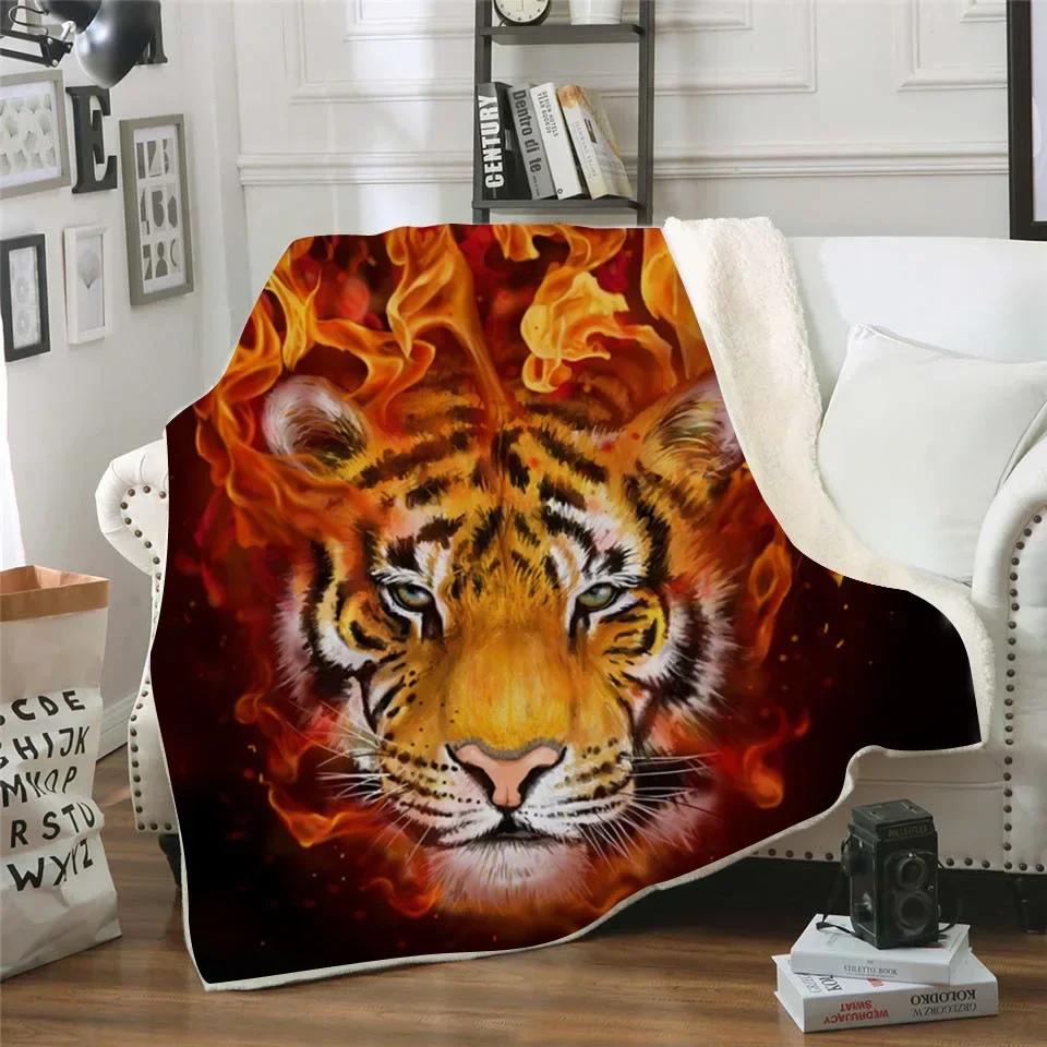 Tiger-Kuscheldecke für Kinder, Mädchen, Teenager und Erwachsene, Tier-Schneemuster, Winterlich warm, Fleece-Flanell-Decke, Weicher Überwurf für das Bett