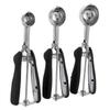 3PCS Ice Cream Scoop Cookies Scoop Set Stainless Steel Ice Cream Spoon Watermelon DiggerBlack