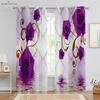 2pcs Butterfly 3D Stereo Flower Printing Curtain Rod Pocket Bedroom Living Room Kitchen Decorative Curtain Easy To Wash and Care