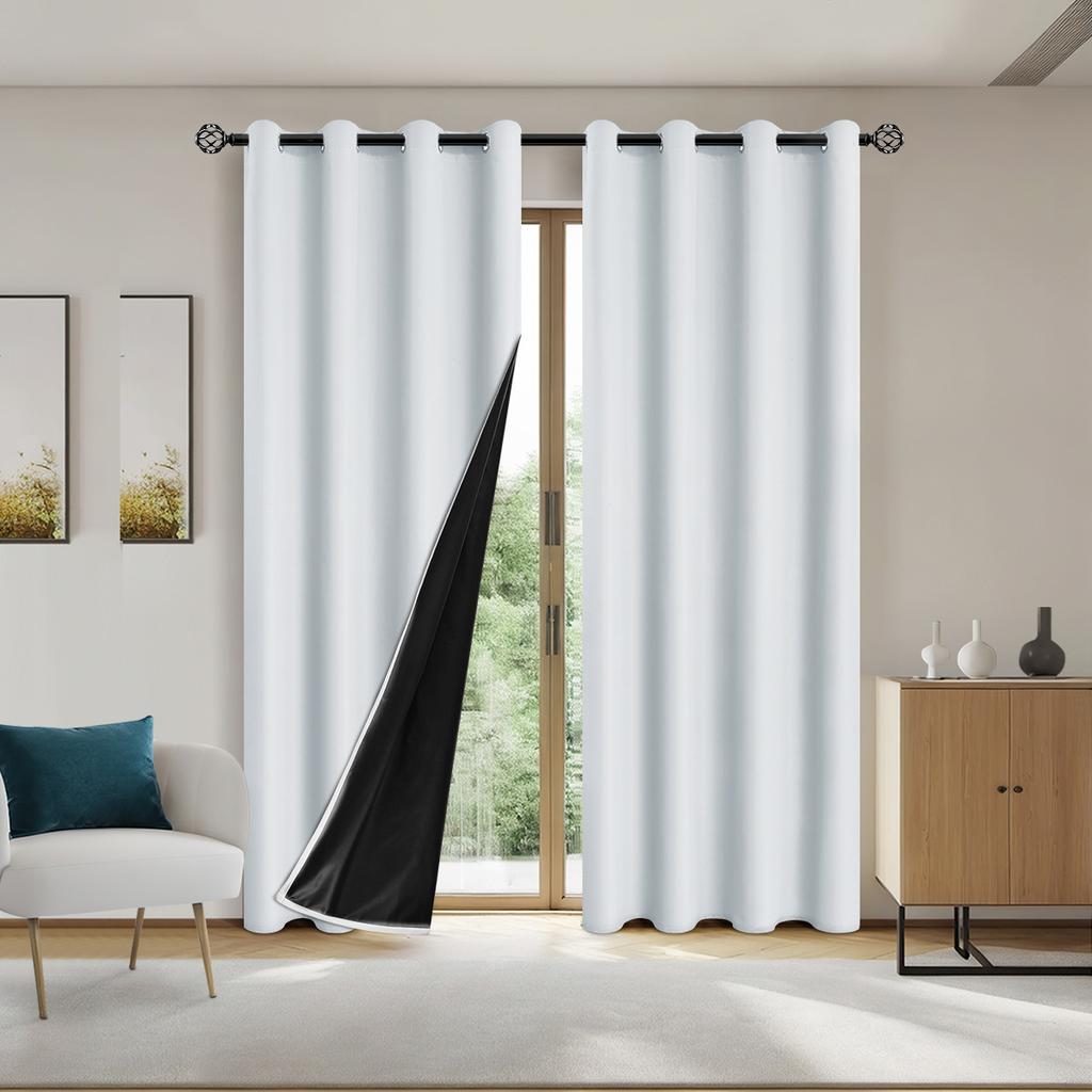 1pc Solid 100% Blackout Curtains with Grommets,  Curtains for Living Room, Bedroom