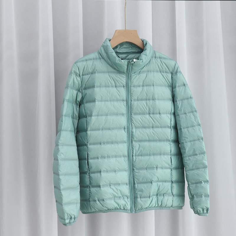 Winter New Light Down Jacket Women's Short Plastic Stand-Up Collar Hooded Lightweight Thin White Duck Down Jacket