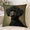 1pc Pillowcase, Cute Black Poodle Portrait Pillowcase - 2D Flat Printing, Single-Sided Print, No Pillow Insert, 17.72x17.72 Inches (45x45cm), Non-Real