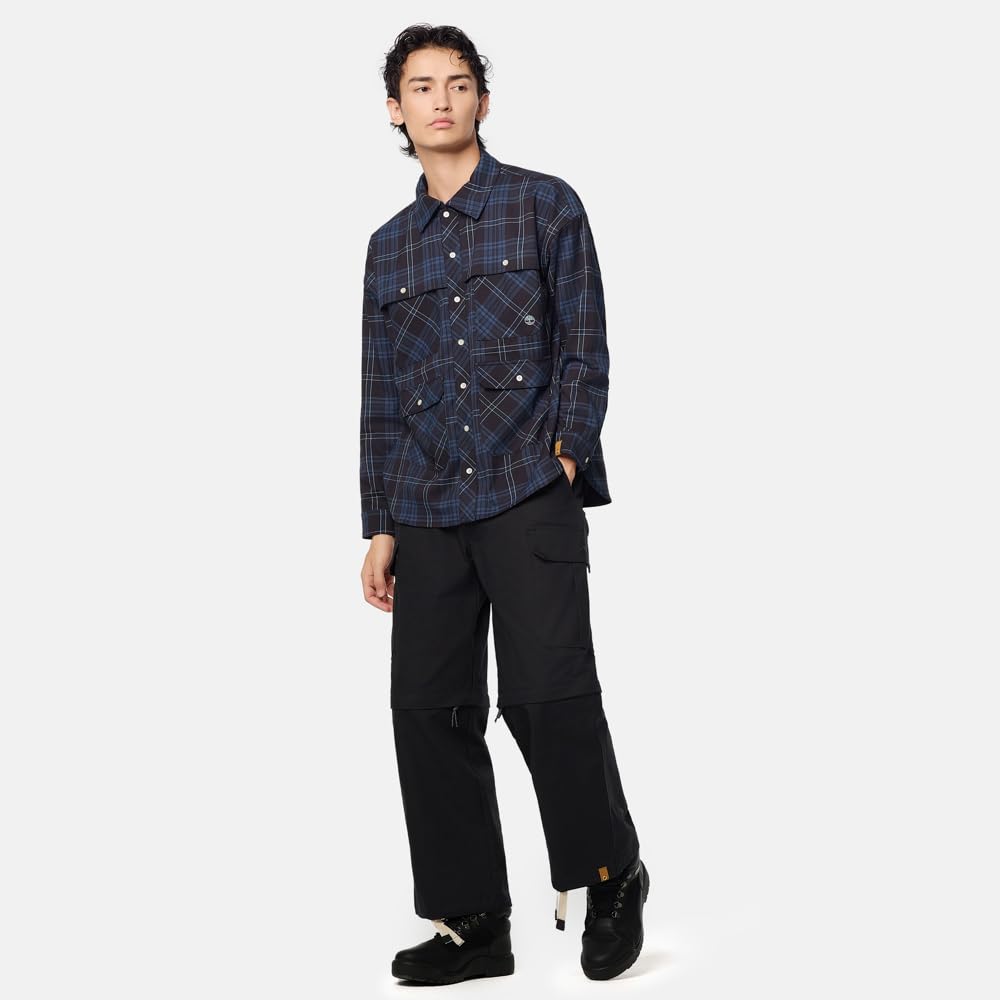 Timberland TOKYO DESIGN COLLECTIVE Utility Pocket Shirt, Unisex, Blue Graphite, Size M (TB0A6FZ7ERQ1)