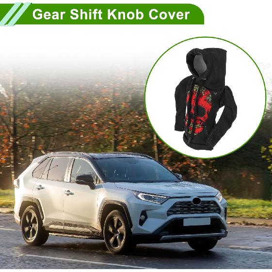 

Universal 11x15.5cm/4.33 x6.1 Gear Shift Knob Cover Decoration Stick Shifting Handle Protector Polyester 1 Pc Skeleton Hoodie Style Red Black