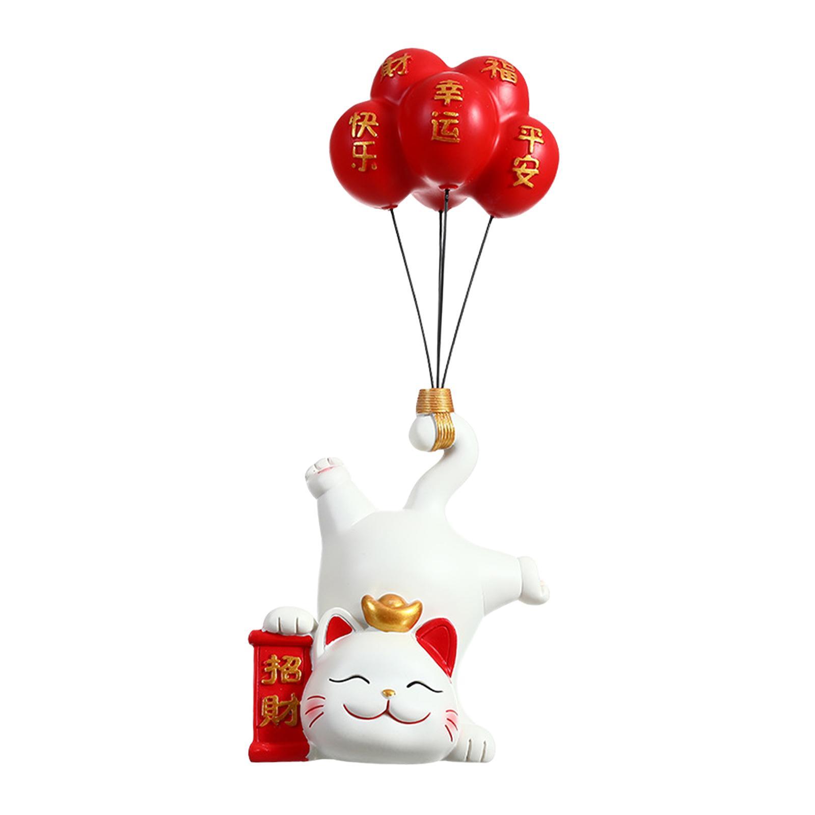 

Lucky Cat Figurine Party Gift Desktop Decoration Creative Statue Cute Sculpture for Office TV Stand Living Room Table Bookshelf