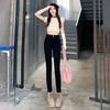 Xiaoxiangfeng high-waisted elastic double-buckle pencil jeans women's 2025 autumn and winter new thin jeans
