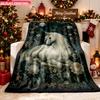 Blanket 1pc Mystical Unicorn Among Flowers 2D-printed Flannel Throw Blanket-soft and Cozy Suitable for Use On the Sofa While Trave
