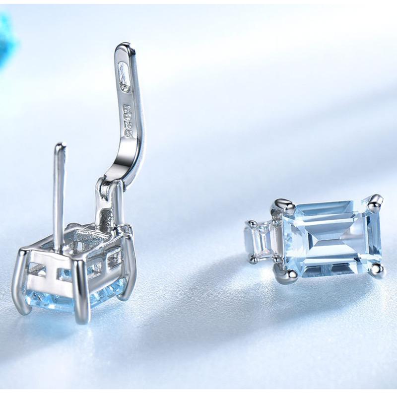 Gica Gema Jewelry S925 Sterling Silver Square Geometry STemperament Stud Earrings For Women Fine High Grade Jewelry Gift To Valentine's