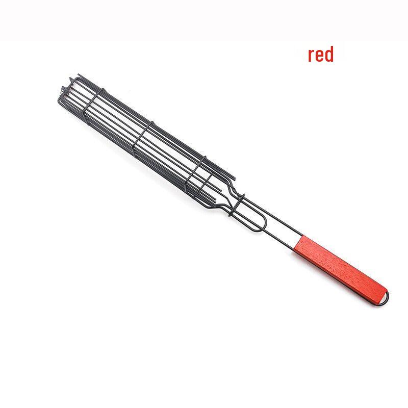 

Корзина для жарки сосисок и хот-догов из нержавеющей стали для барбекю с деревянной ручкой