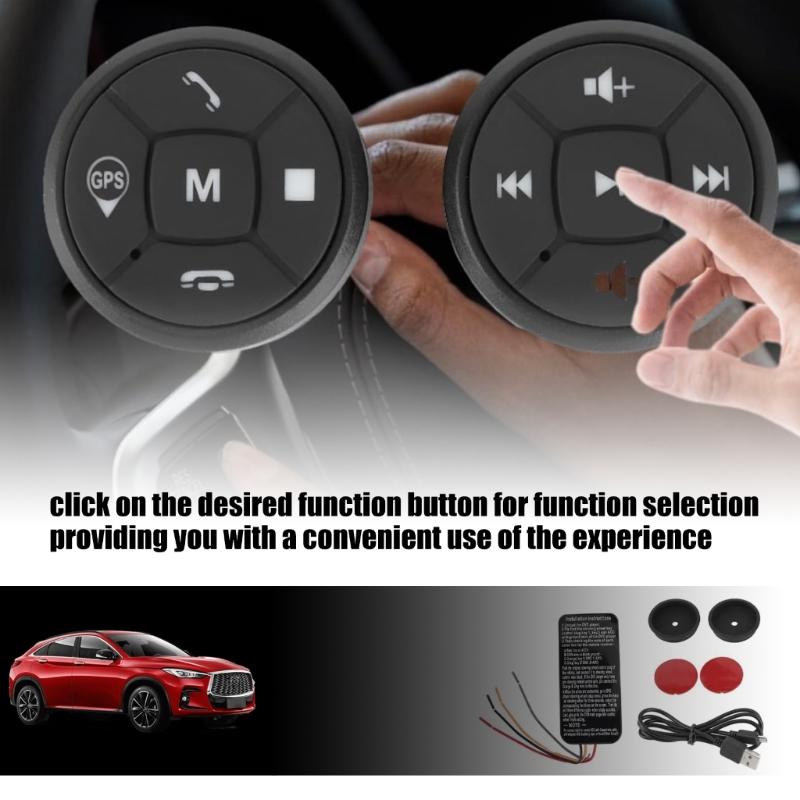 Wireless Steering Wheel Remote Controller 6 Programmable Buttons Easy Installation Remote Control For Car DVD Players