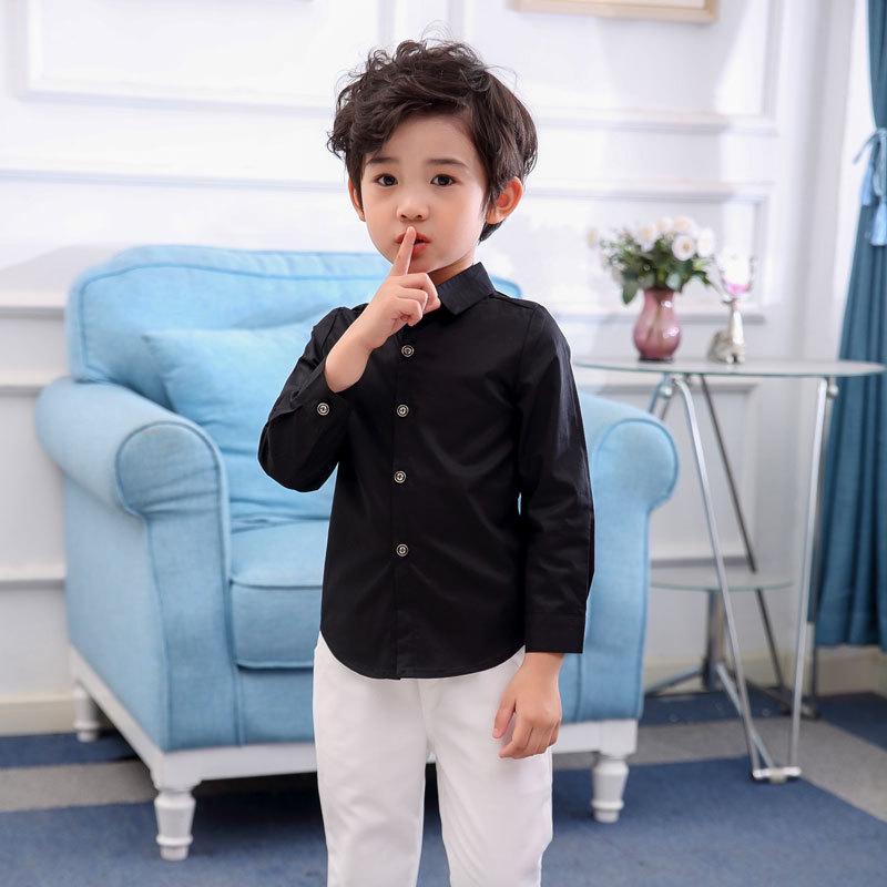 2025 Boys' Long Sleeve Solid Color Shirt - Small Suit Style