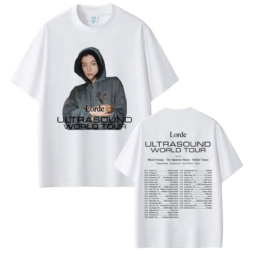 Sommer Lorde Ultraschall Welttournee Lorde Merch Grafik Neu Vielseitig für Damen/Herren 100% Reine Baumwolle Bedrucktes T-Shirt Y2k