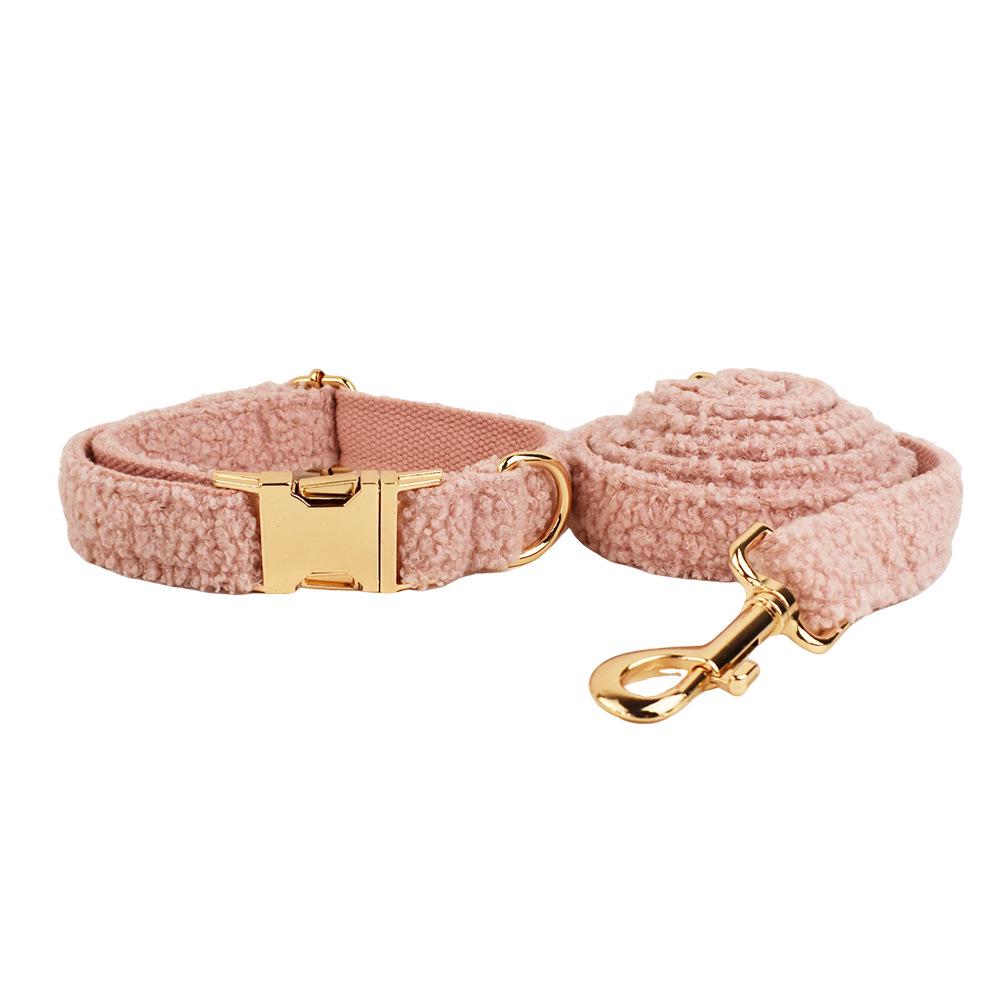Pink Teddy Bear Dog Collar & Leash Set