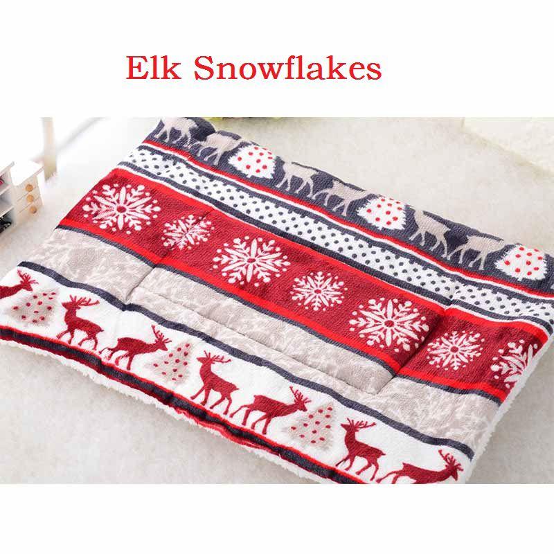 

Luxurious Dog Bed Mattress Cushion Waterproof And Washable Double Sided Pet Pillow Mat Elk Snowflakes,M（55*42cm）
