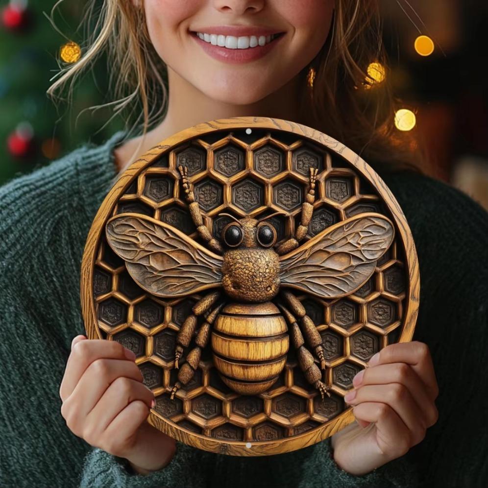 Iron Art Painting,Vintage Bee Wall Art ,,Intricate Honeycomb & Bee Carving, Rustic Home Decor, Rustic Wall Art , Bee Decor