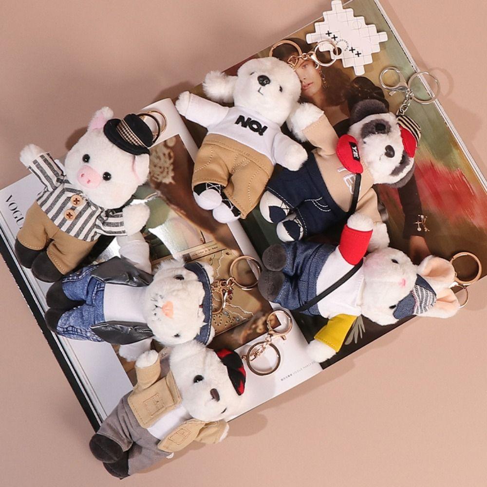 

Мультфильм щенок плюшевый брелок плюшевый костюм медведь кукла кулон рюкзак декор