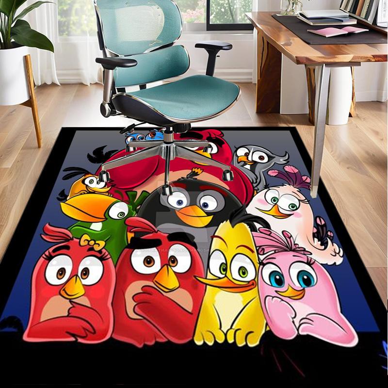 Red Birds Characters Collage Office Rug Chair Mat, Game Carpet, Suitable for Front Door, Bedroom, Living Room, Desk, Holiday Gift