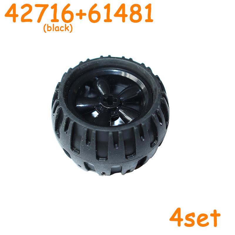 Non-Toxic 56145 42716 55978 15413 70695 Tire Wheel Cross Hole Set Car Truck Wheels Hub Technical Bricks Moc Motorcycle Building Blocks
