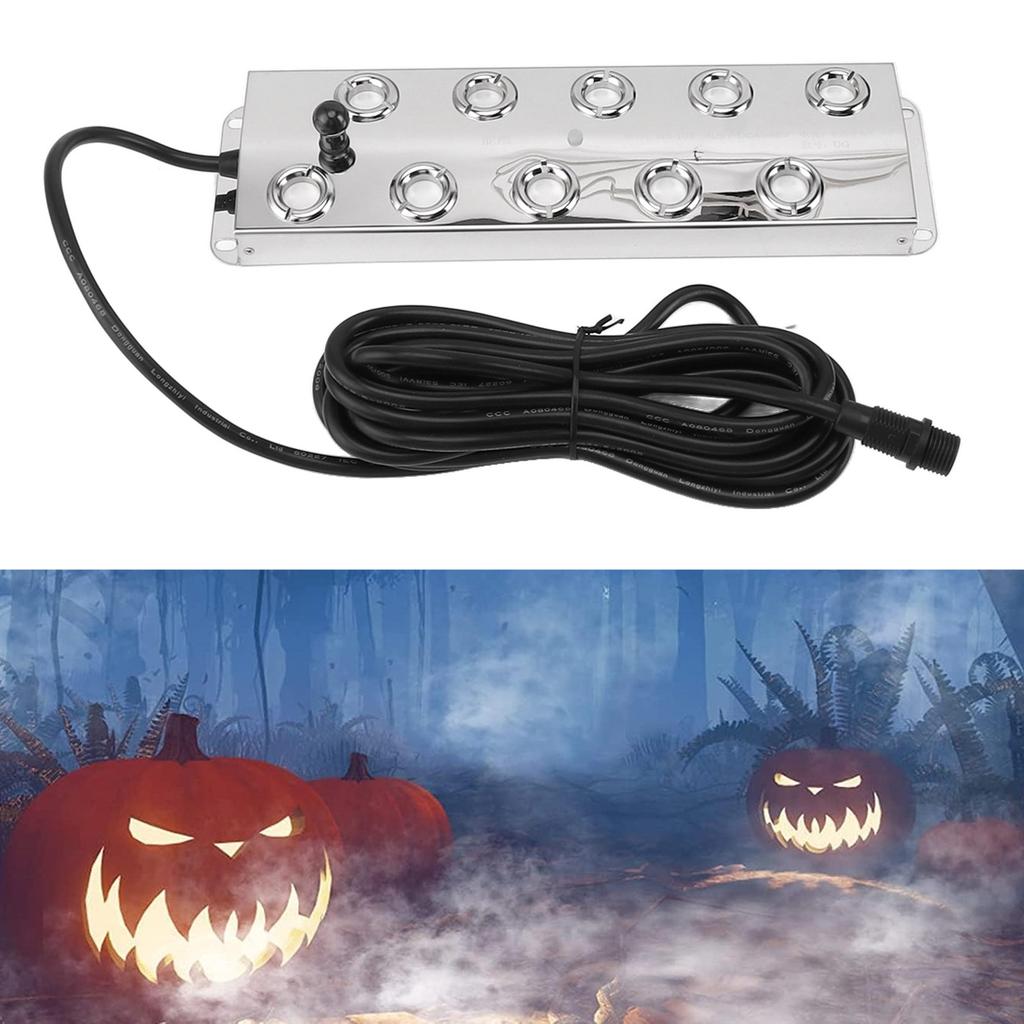10 Hd Mist Maker Fogger Stainless Steel Mist Fogger with Power Supply for Greenhouses Gardens Lawns Decorative Rockery Fish