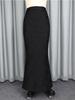Damen Herbst Winter Hohe Taille Langer Rock Mode Wasserwellen-Textur Schwarz Maxi Röcke Schlank Elegant Büro Kirche Party Outfit