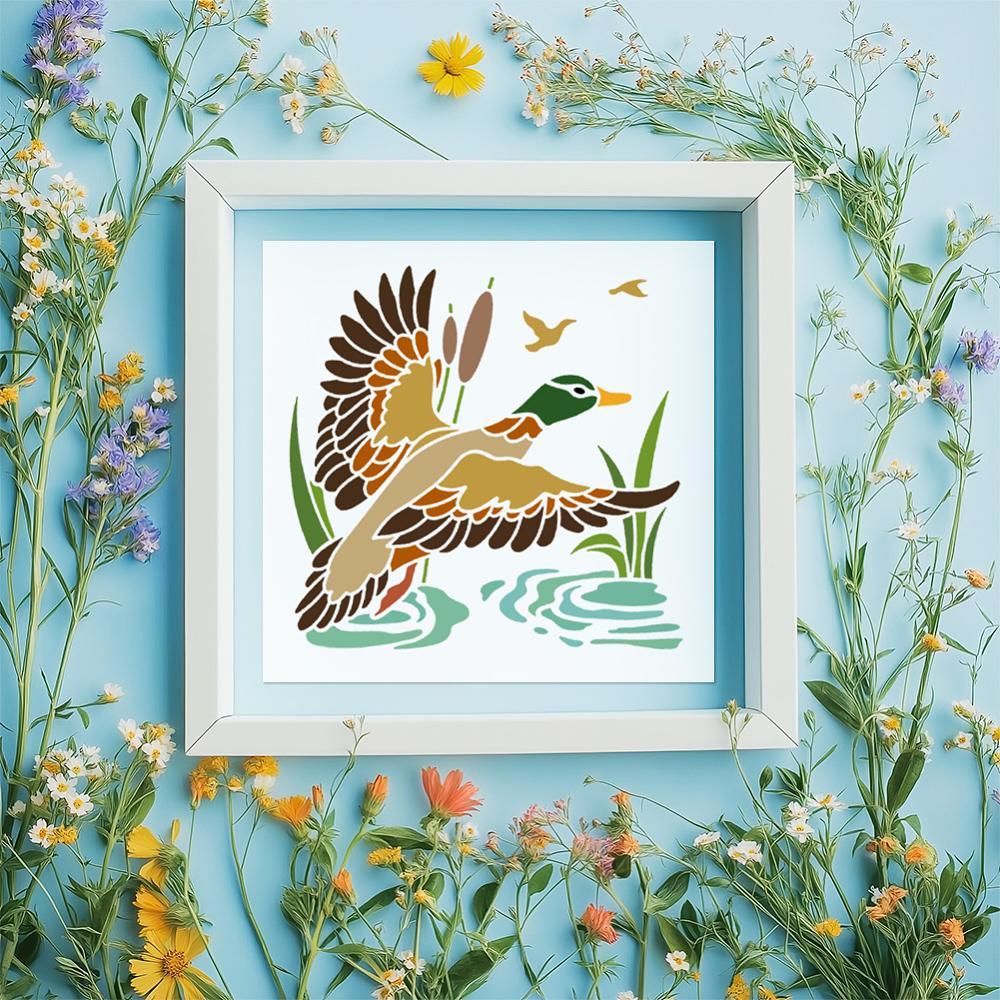 PET Hollow Out Drawing Painting Stencils, for DIY Scrapbook, Photo Album, Duck, 300x300mm