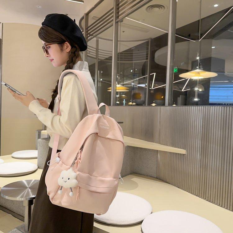 Schoolbag Solid Color ins Large Capacity Stylish Simple Versatile Travel School Bag Elementary School Elementary School Junior High School College