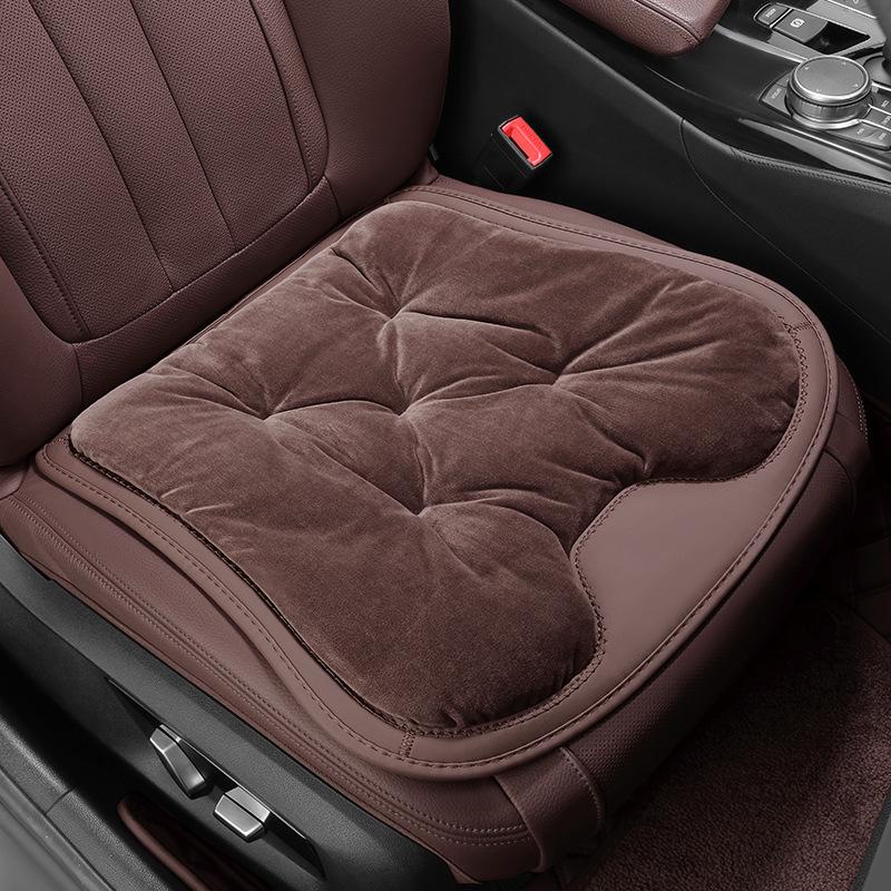 Plush Car Seat Cushion with Backrest - Thickened for Autumn/Winter Warmth