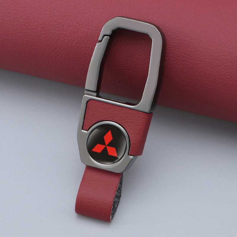 Genuine Leather Car Key Holder Keychain With Metal Buckle for Mitsubishi Lancer 9 ASX L200 Colt Outlander Pajero Eclipse EVO