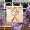 2D Flat - 1pc, Vintage Metal Aluminum Plaque, Outdoor Plaque & Wall Decor, Heart Cooking Sign, Kitchen Wall Art, Home Decoration, Cottage Ornament