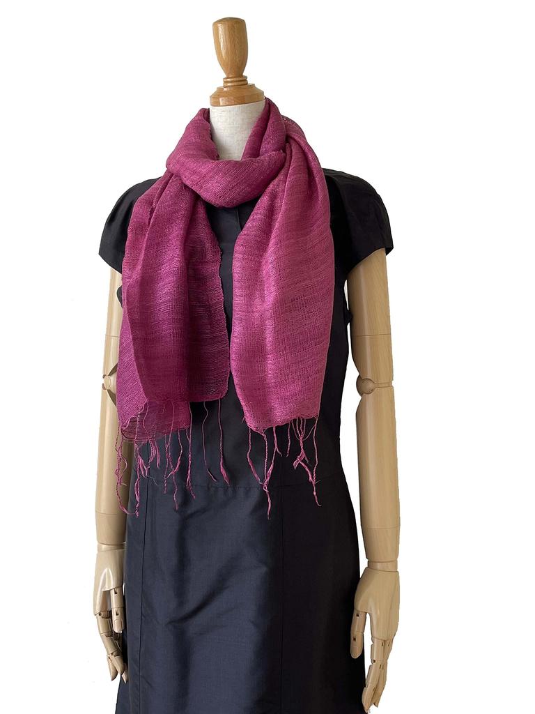 Plain Yamamayu Silk Thai Silk [Kyara] Stole, 100% (Large Size) (Reddish Purple)